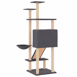 vidaXL Cat Tree with Sisal Scratching Posts Cat Scratch Tower Climber Dark Grey - dark grey - Additional view 4