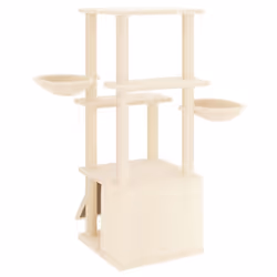 vidaXL Cat Tree with Sisal Scratching Posts Cat Scratch Tower Climber Dark Grey - cream - Additional view 4