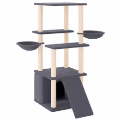 vidaXL Cat Tree with Sisal Scratching Posts Cat Scratch Tower Climber Dark Grey - dark grey