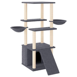 vidaXL Cat Tree with Sisal Scratching Posts Cat Scratch Tower Climber Dark Grey - dark grey