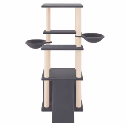 vidaXL Cat Tree with Sisal Scratching Posts Cat Scratch Tower Climber Dark Grey - dark grey
