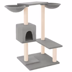 vidaXL Cat Tree with Scratching Posts Cat Tower Cat Climber Activity Center - light grey