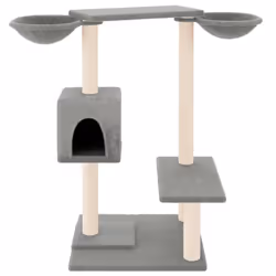 vidaXL Cat Tree with Scratching Posts Cat Tower Cat Climber Activity Center - light grey
