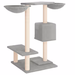 vidaXL Cat Tree with Scratching Posts Cat Tower Cat Climber Activity Center - light grey - Additional view 4