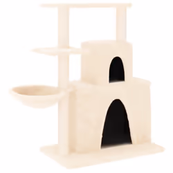 vidaXL Cat Tree with Sisal Scratching Posts Cat Scratch Tower Climber Dark Grey - cream