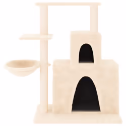 vidaXL Cat Tree with Sisal Scratching Posts Cat Scratch Tower Climber Dark Grey - cream