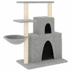 vidaXL Cat Tree with Sisal Scratching Posts Cat Scratch Tower Climber Dark Grey - light grey