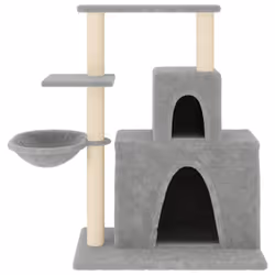 vidaXL Cat Tree with Sisal Scratching Posts Cat Scratch Tower Climber Dark Grey - light grey