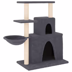 vidaXL Cat Tree with Sisal Scratching Posts Cat Scratch Tower Climber Dark Grey - dark grey