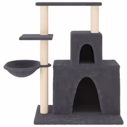 vidaXL Cat Tree with Sisal Scratching Posts Cat Scratch Tower Climber Dark Grey - dark grey