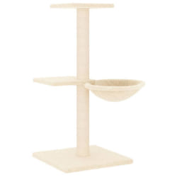 vidaXL Cat Tree with Sisal Scratching Posts Cat Scratch Tower Climber Dark Grey - cream