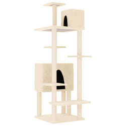 vidaXL Cat Tree with Sisal Scratching Posts Cat Scratch Tower Climber Dark Grey - cream