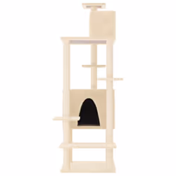 vidaXL Cat Tree with Sisal Scratching Posts Cat Scratch Tower Climber Dark Grey - cream