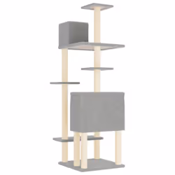 vidaXL Cat Tree with Sisal Scratching Posts Cat Scratch Tower Climber Dark Grey - light grey - Additional view 4