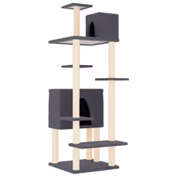 vidaXL Cat Tree with Sisal Scratching Posts Cat Scratch Tower Climber Dark Grey - dark grey