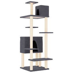 vidaXL Cat Tree with Sisal Scratching Posts Cat Scratch Tower Climber Dark Grey - dark grey