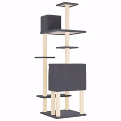 vidaXL Cat Tree with Sisal Scratching Posts Cat Scratch Tower Climber Dark Grey - dark grey - Additional view 4
