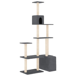 vidaXL Cat Tree with Sisal Scratching Posts Cat Scratch Tower Climber Dark Grey - dark grey