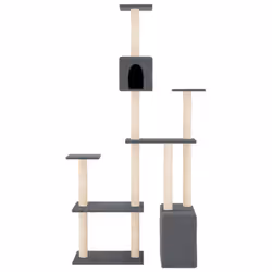 vidaXL Cat Tree with Sisal Scratching Posts Cat Scratch Tower Climber Dark Grey - dark grey