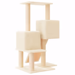 vidaXL Cat Tree with Sisal Scratching Posts Cat Scratch Tower Climber Dark Grey - cream - Additional view 4