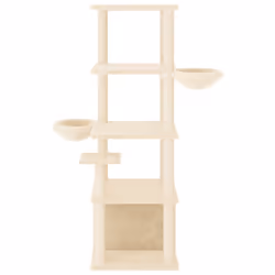 vidaXL Cat Tree with Sisal Scratching Posts Cat Scratch Tower Climber Dark Grey - cream - Additional view 2