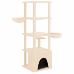 vidaXL Cat Tree with Sisal Scratching Posts Cat Scratch Tower Climber Dark Grey - cream - Additional view 4