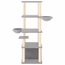 vidaXL Cat Tree with Sisal Scratching Posts Cat Scratch Tower Climber Dark Grey - light grey - Additional view 2