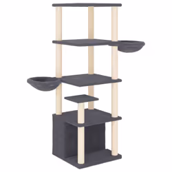 vidaXL Cat Tree with Sisal Scratching Posts Cat Scratch Tower Climber Dark Grey - dark grey