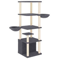 vidaXL Cat Tree with Sisal Scratching Posts Cat Scratch Tower Climber Dark Grey - dark grey