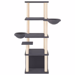 vidaXL Cat Tree with Sisal Scratching Posts Cat Scratch Tower Climber Dark Grey - dark grey