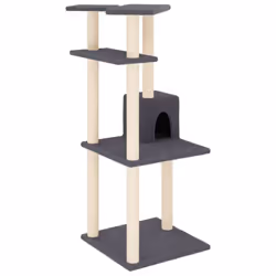 vidaXL Cat Tree with Sisal Scratching Posts Cat Scratch Tower Climber Dark Grey - dark grey