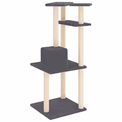 vidaXL Cat Tree with Sisal Scratching Posts Cat Scratch Tower Climber Dark Grey - dark grey - Additional view 4
