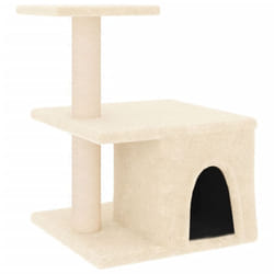 vidaXL Cat Tree with Sisal Scratching Posts Cat Scratch Tower Climber Dark Grey - cream