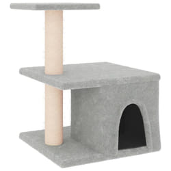 vidaXL Cat Tree with Sisal Scratching Posts Cat Scratch Tower Climber Dark Grey - light grey