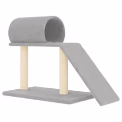 vidaXL Cat Scratching Posts with Tunnel and Ladder Cat Tree Cat Tower Climber - light grey