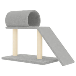 vidaXL Cat Scratching Posts with Tunnel and Ladder Cat Tree Cat Tower Climber - light grey