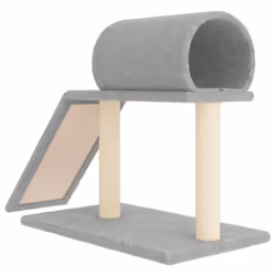 vidaXL Cat Scratching Posts with Tunnel and Ladder Cat Tree Cat Tower Climber - light grey - Additional view 4