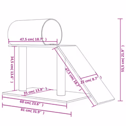 vidaXL Cat Scratching Posts with Tunnel and Ladder Cat Tree Cat Tower Climber - dark grey