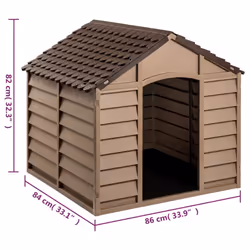 vidaXL Dog House Brown PP Animal Shelter Pet Supply 71x71.5x68 cm/86x84x82 cm - 86 x 84 x 82 cm - Additional view 3