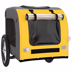 vidaXL Dog Bike Trailer Bicycle Trailer Bike Carriage Oxford Fabric and Iron - yellow, 125 x 64 x 66 cm - Additional view 4
