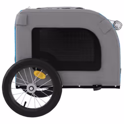 vidaXL Dog Bike Trailer Bicycle Trailer Bike Carriage Oxford Fabric and Iron - blue, 125 x 64 x 66 cm - Additional view 3