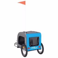 vidaXL Dog Bike Trailer Bicycle Trailer Bike Carriage Oxford Fabric and Iron - blue, 125 x 64 x 66 cm - Additional view 4