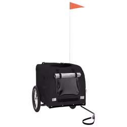 vidaXL Dog Bike Trailer Bicycle Trailer Bike Carriage Oxford Fabric and Iron - black, 125 x 64 x 66 cm - Additional view 2
