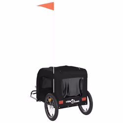 vidaXL Dog Bike Trailer Bicycle Trailer Bike Carriage Oxford Fabric and Iron - black, 125 x 64 x 66 cm - Additional view 7