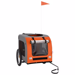 vidaXL Dog Bike Trailer Bicycle Trailer Bike Carriage Oxford Fabric and Iron - orange, 69 x 133.5 x 73.5 cm - Additional view 2