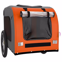 vidaXL Dog Bike Trailer Bicycle Trailer Bike Carriage Oxford Fabric and Iron - orange, 69 x 133.5 x 73.5 cm - Additional view 4