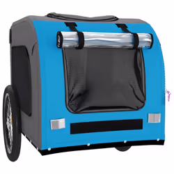vidaXL Dog Bike Trailer Bicycle Trailer Bike Carriage Oxford Fabric and Iron - blue, 69 x 133.5 x 73.5 cm - Additional view 4