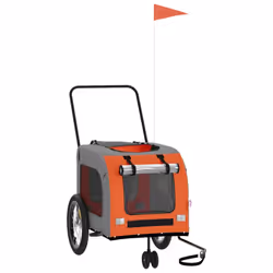 vidaXL Dog Bike Trailer Bicycle Trailer Bike Carriage Oxford Fabric and Iron - orange, 63 x 121 x 65 cm - Additional view 2