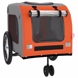 vidaXL Dog Bike Trailer Bicycle Trailer Bike Carriage Oxford Fabric and Iron - orange, 63 x 121 x 65 cm - Additional view 4