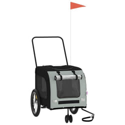 vidaXL Dog Bike Trailer Bicycle Trailer Bike Carriage Oxford Fabric and Iron - black and grey